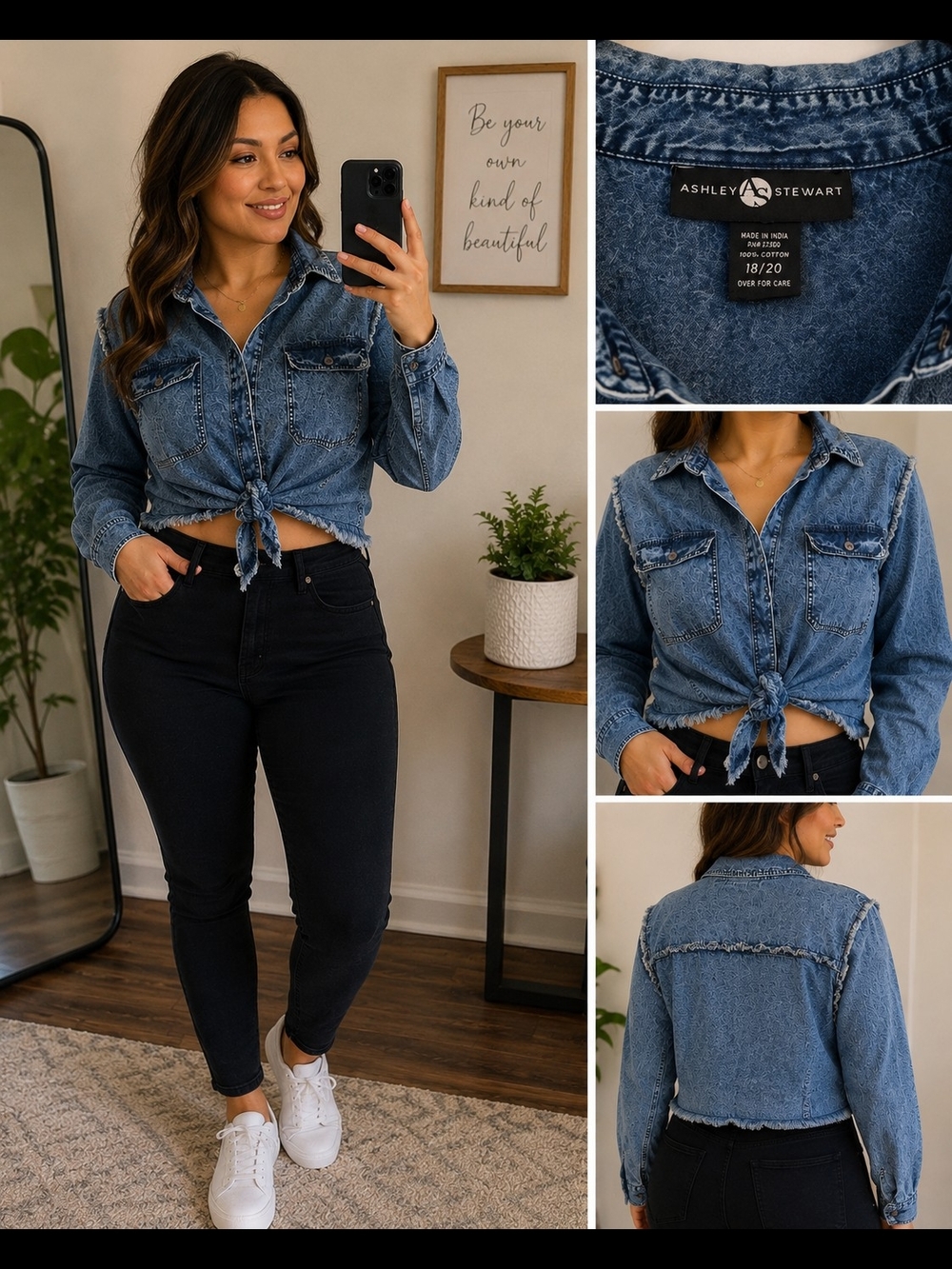 Ashley Stewart Acid-Wash Blue Denim Jacket - Picture 5 of 5